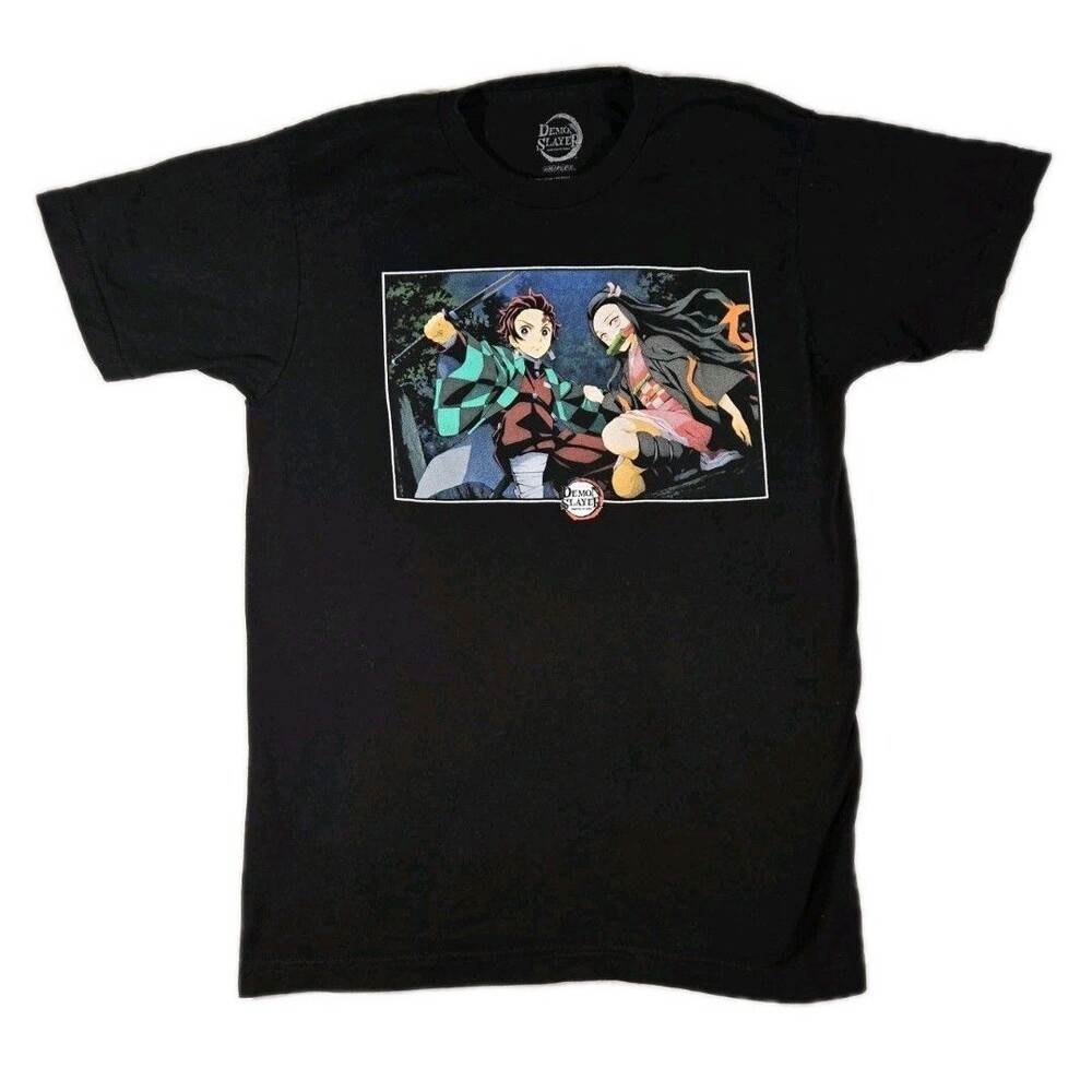 Mens Demon Slayer Kimetsu No Yaiba Short Sleeve T Shirt Anime Medium Black